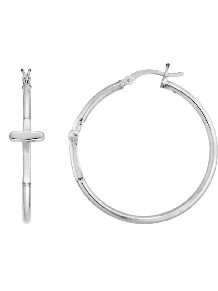 Cross Hoop Earrings Yellow Gold Plated Sterling Silver - Sterling Silver
