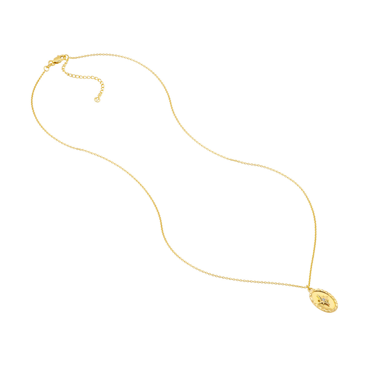 North Star Medallion Diamond Necklace - 14K Yellow Gold - Adjustable 20 Inches - by Dazyle - Image 3