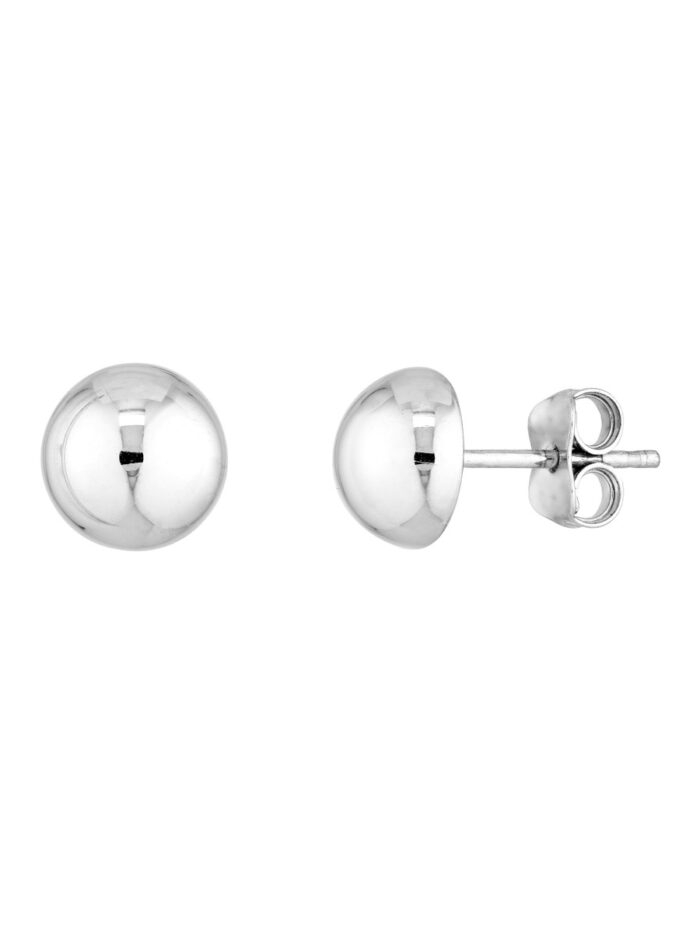 Sterling Silver Polished Dome Stud Earrings - 10mm - by Dazyle