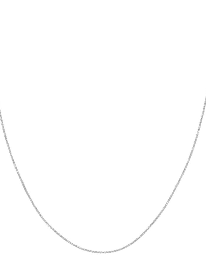 14K White Gold 1.05mm Adjustable Wheat Chain Necklace - 14K White Gold - 18 inches Adjustable - by Dazyle