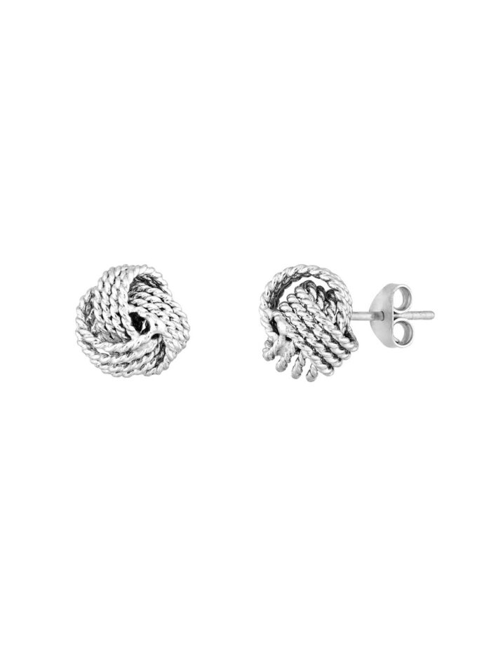 Small Twist-Edged Love Knot Earrings - Sterling Silver Post & Nut - by Dazyle