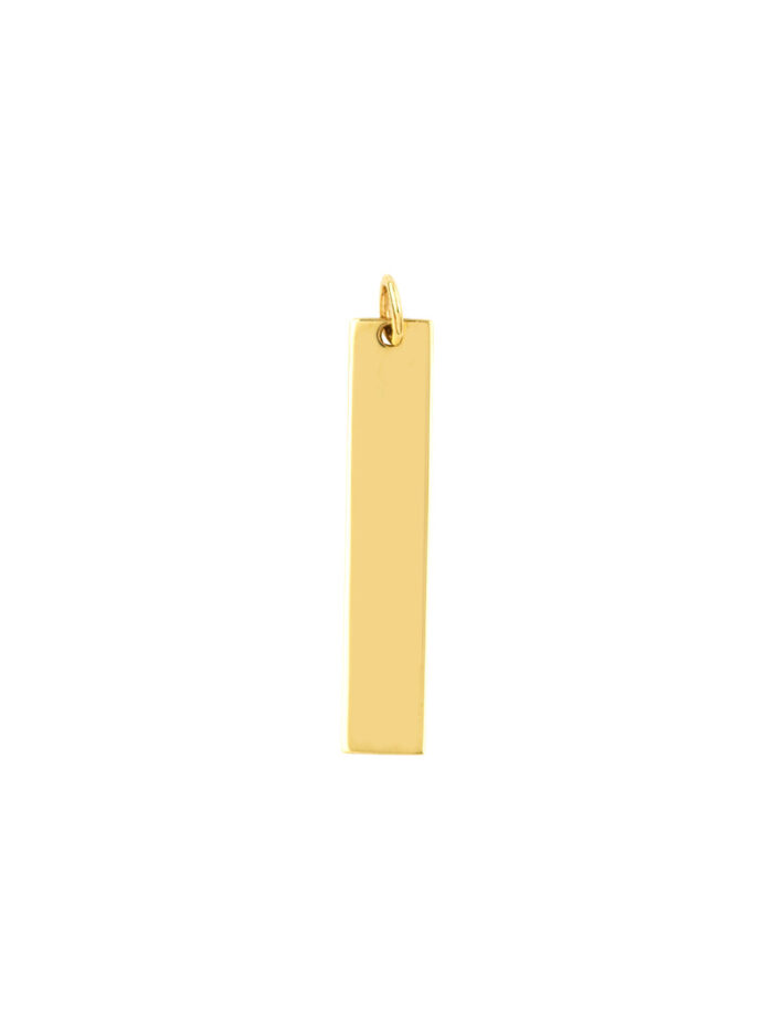 Medium Vertical Bar Engravable Charm - 14K Yellow Gold - 30x6mm - by Dazyle