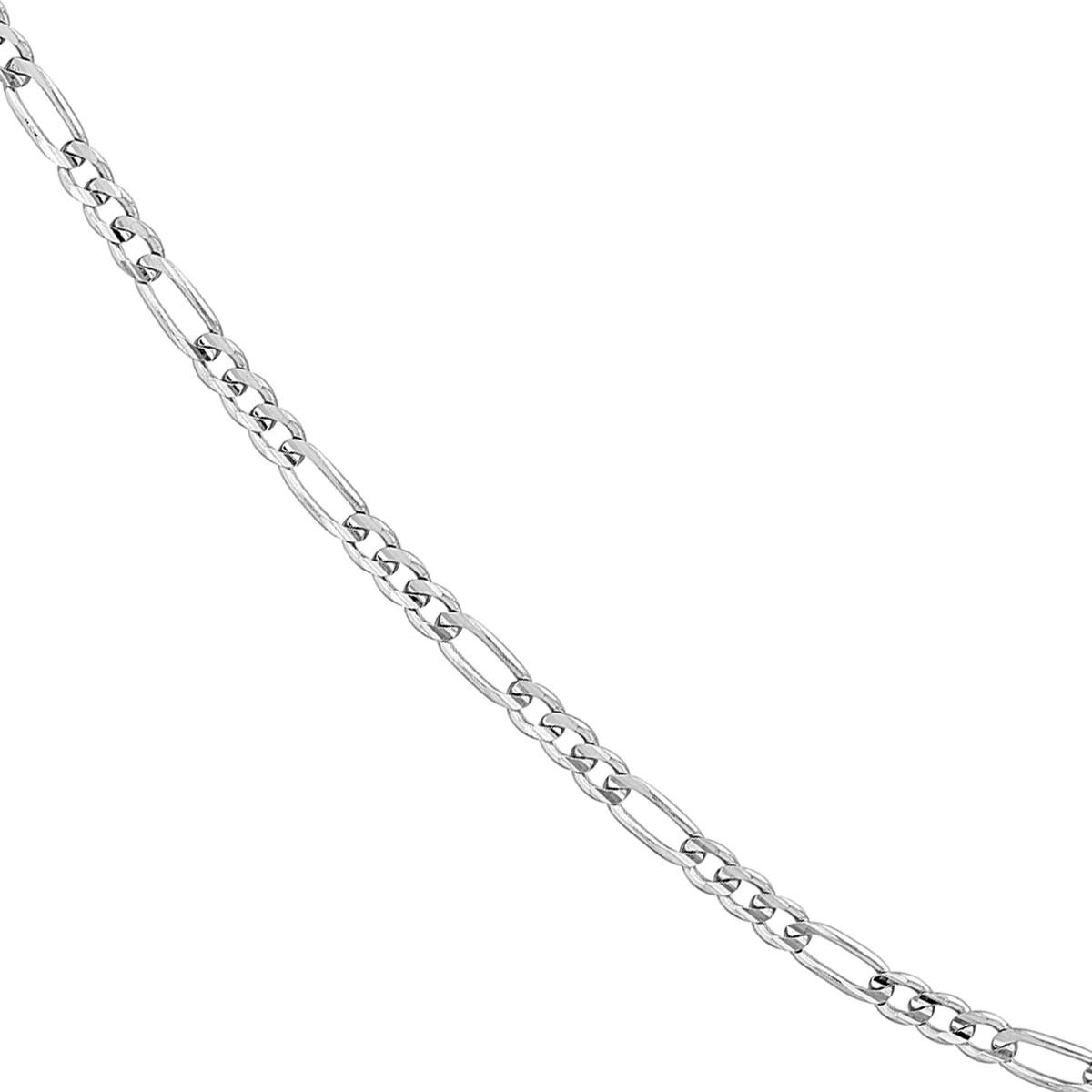 Sterling Silver 2.4mm Concave Figaro Chain with Lobster Lock - Sterling Silver 10-inch - by Dazyle - Image 2