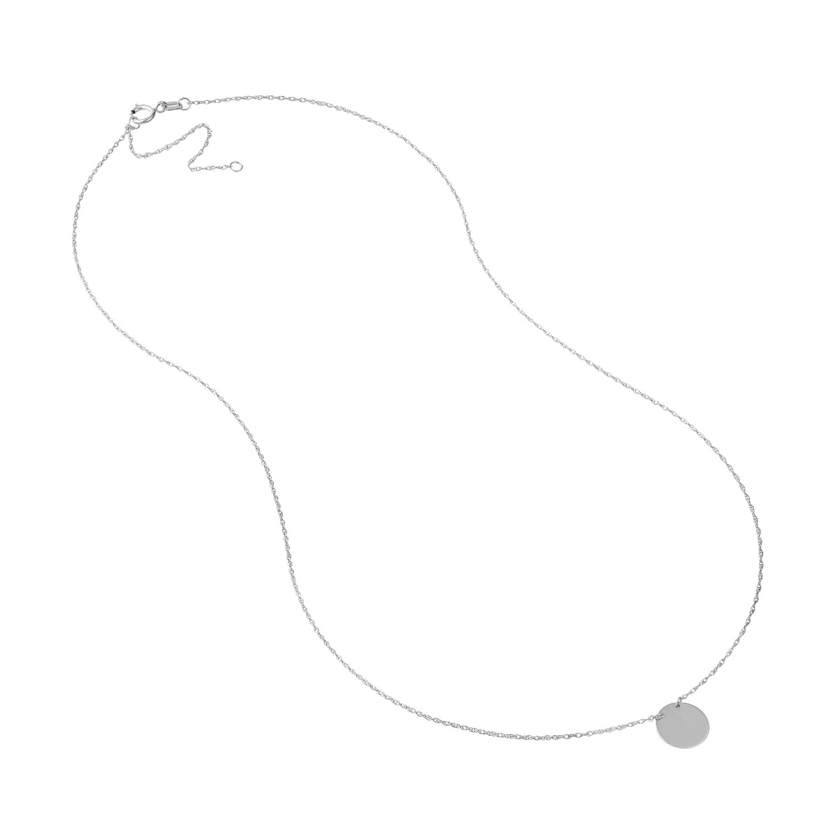 Mini Disc Necklace - 14K White Gold Adjustable Cable Chain - by Dazyle - Image 3