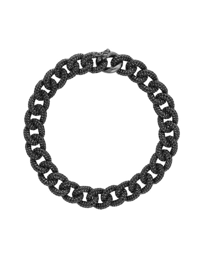 Sterling Silver Black CZ Curb Link Bracelet - Sterling Silver - 8 Inch - by Dazyle