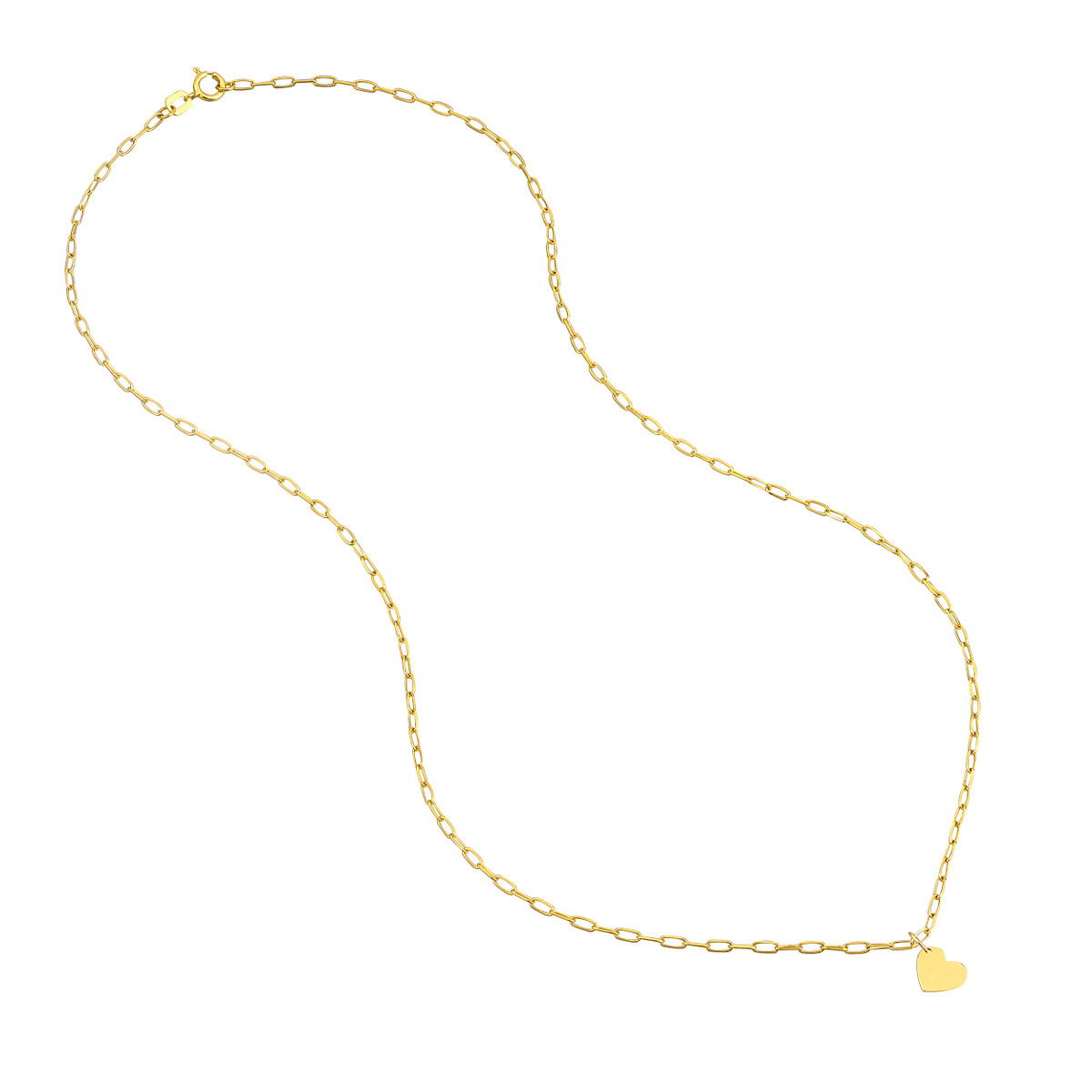 Dangle Heart Paper Clip Necklace - 14K Yellow Gold 18-Inch - by Dazyle - Image 4