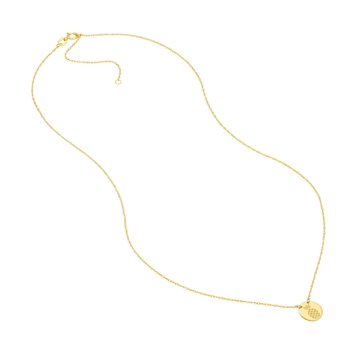 Pineapple Disc Necklace - 14K Yellow Gold Adjustable - by Dazyle - Image 3