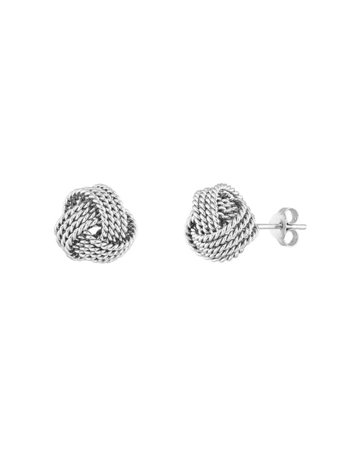 Twist-Edged Love Knot Earrings - Sterling Silver Post & Nut - by Dazyle