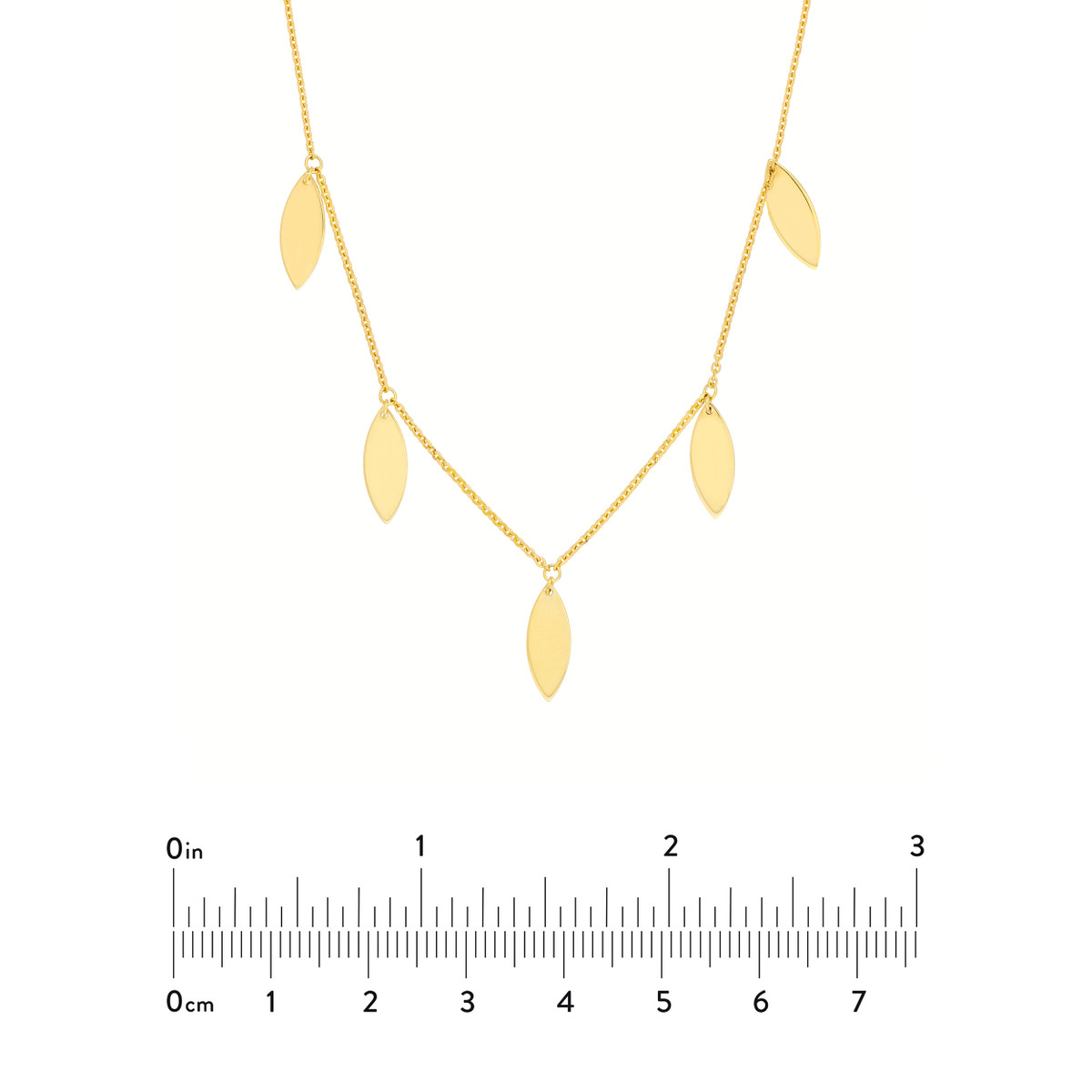 Marquise Drops Adjustable Necklace - 14K Yellow Gold - 16 to 18 Inch - by Dazyle - Image 5