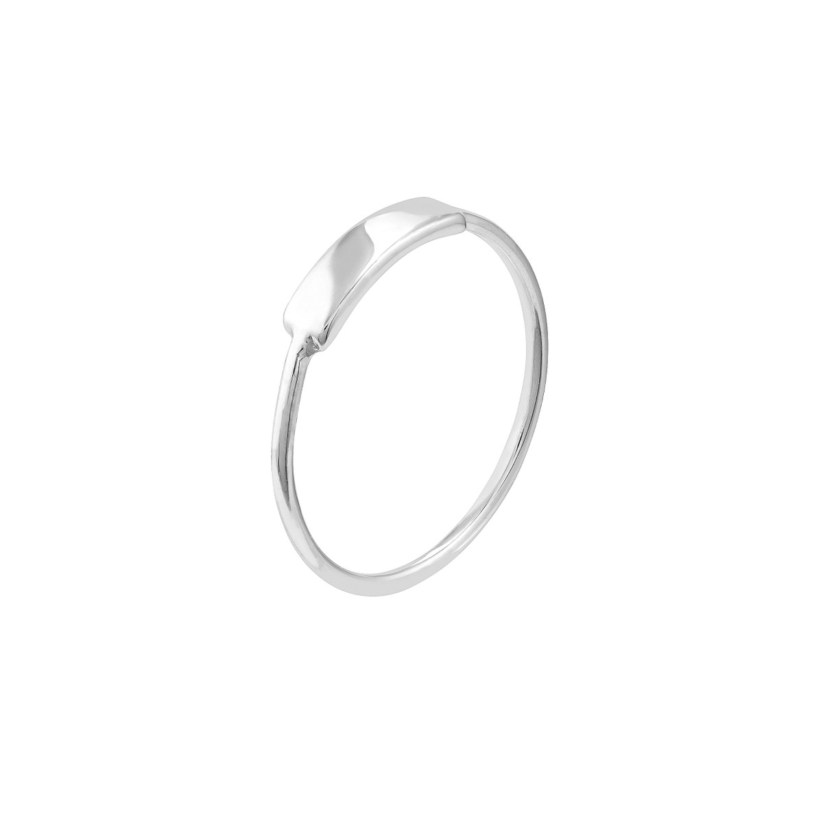 Small ID Bar Wire Ring - 14K White Gold - Engravable - Contemporary Design - by Dazyle - Image 2