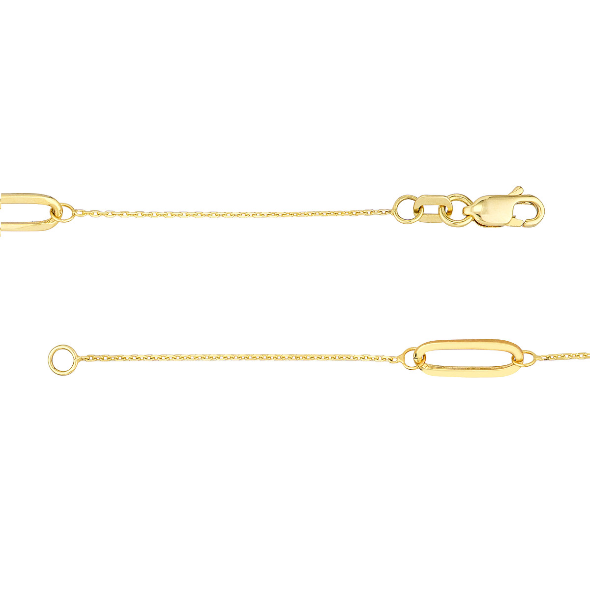 Long-Link Station Necklace - 14K Yellow Gold Diamond Cut Lobster Closure - 36 Inches - by Dazyle - Image 5