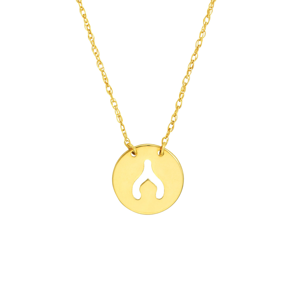 14K Yellow Gold Wishbone Disc Adjustable Necklace - 14K Yellow Gold - Adjustable Length - by Dazyle - Image 2
