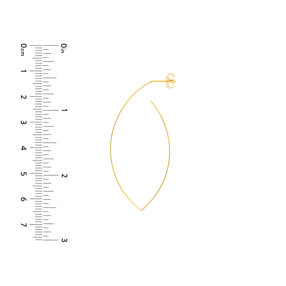Wire Marquise Hoops 14K Yellow Gold Earrings - Post & Nut Back - by Dazyle - Image 4