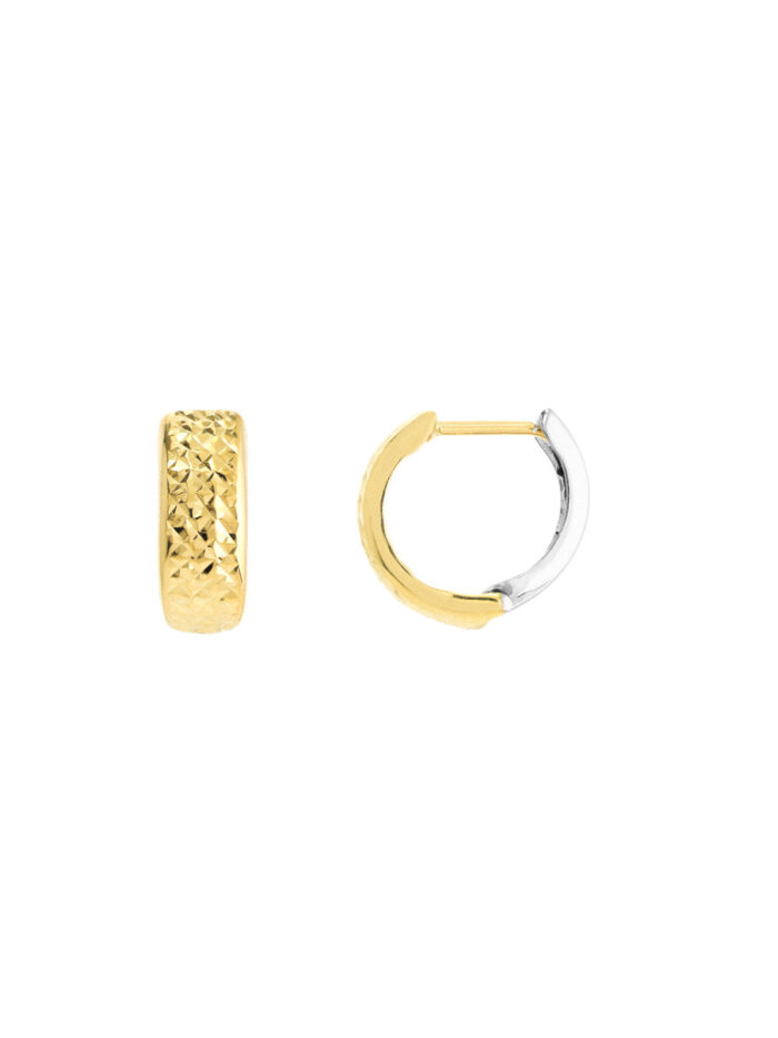 14K Yellow & White Gold Two-Tone Reversible Hoop Earrings - 14K Gold - by Dazyle