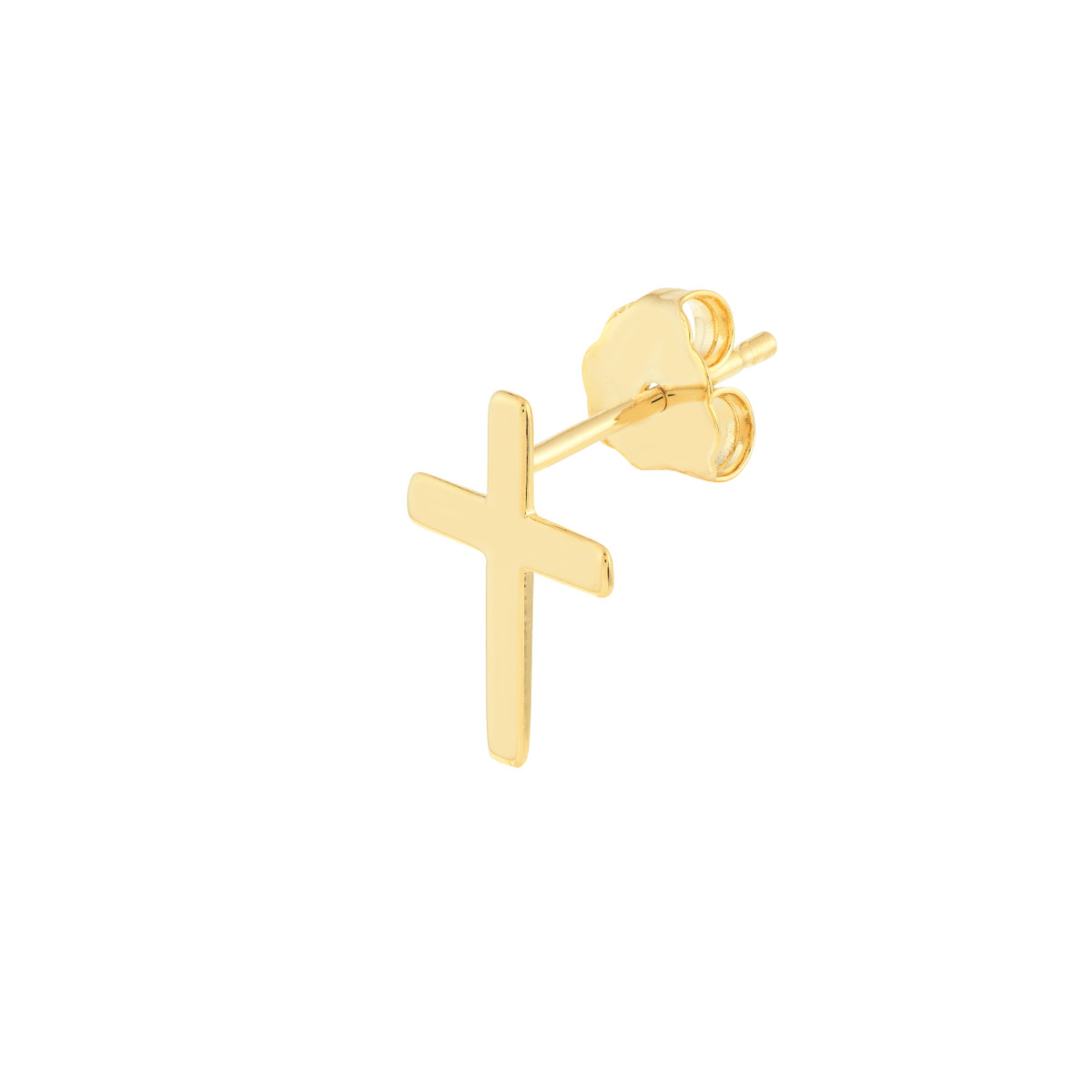 Cross Stud Earrings on Post Back - 10K Yellow Gold - by Dazyle - Image 3
