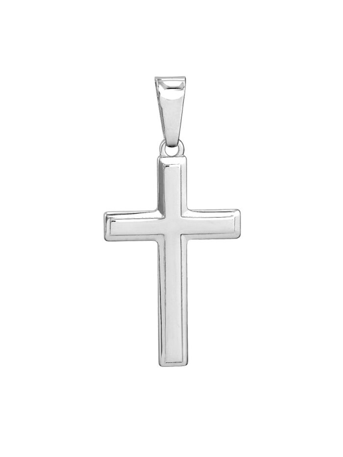 Sterling Silver Large Square Embossed Cross Pendant - Sterling Silver - by Dazyle