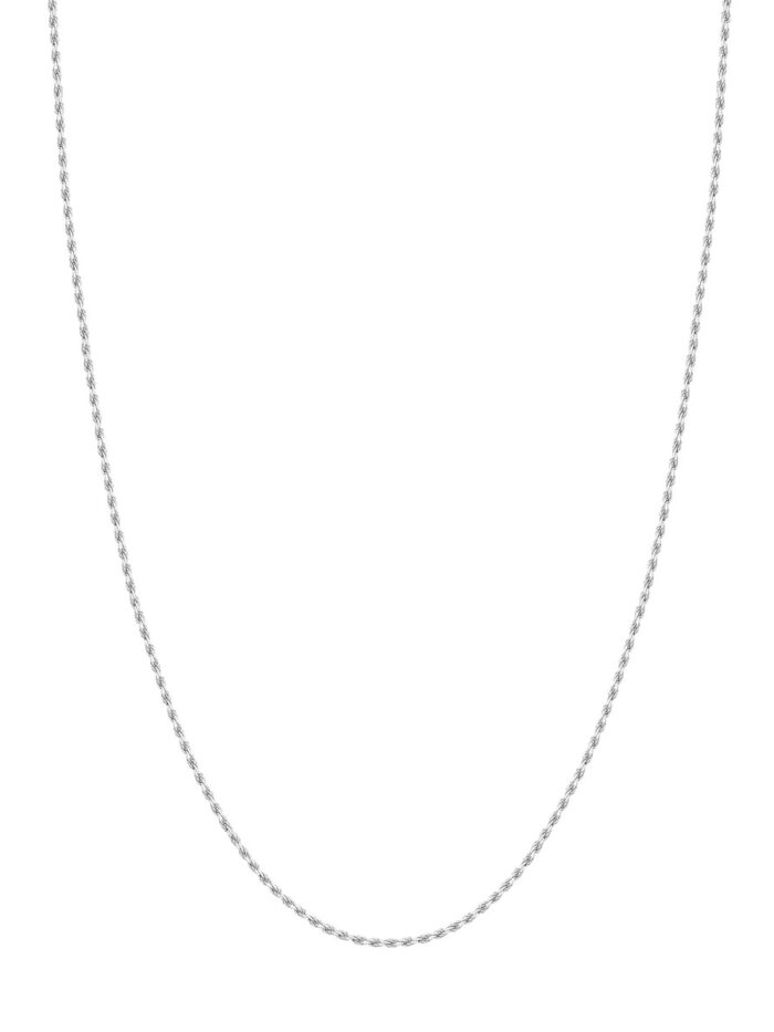 10K White Gold Diamond-Cut Rope Chain Lobster Closure - 16 Inch - by Dazyle