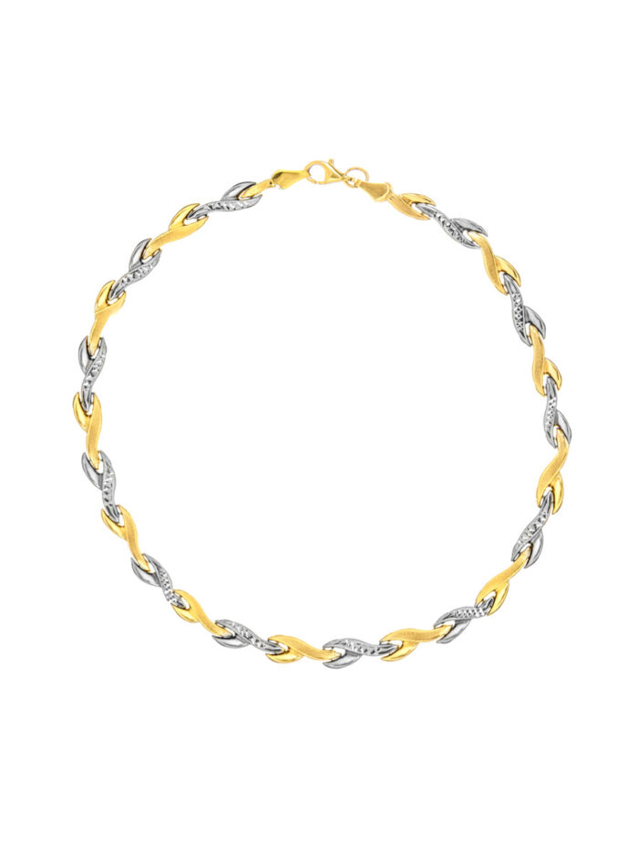 Two-Tone Stampato Mermaid Fin Bracelet - 14K Yellow & White Gold 7.25 Inch - by Dazyle