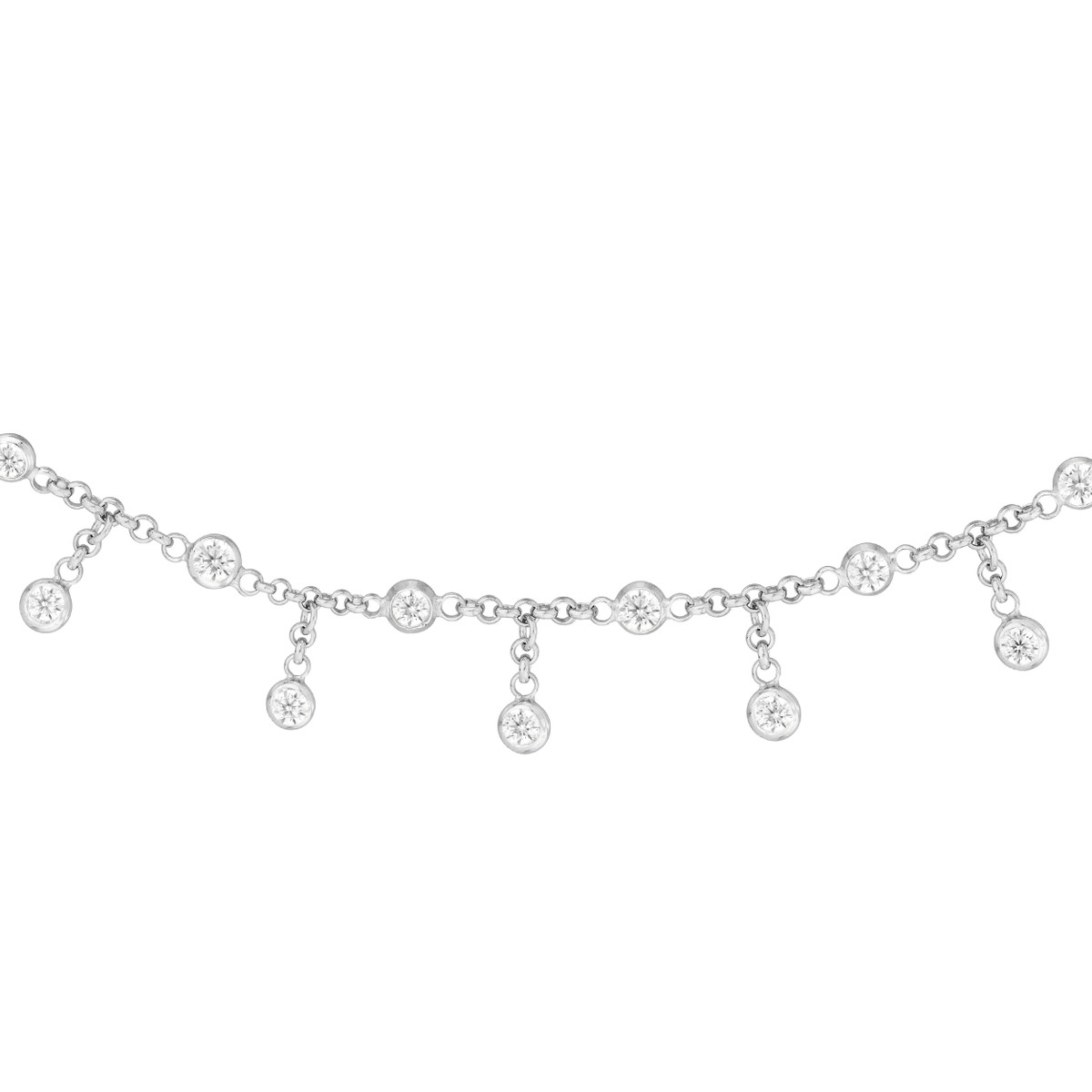 Sterling Silver CZ Dangles and Stations Adjustable Choker - by Dazyle - Image 2