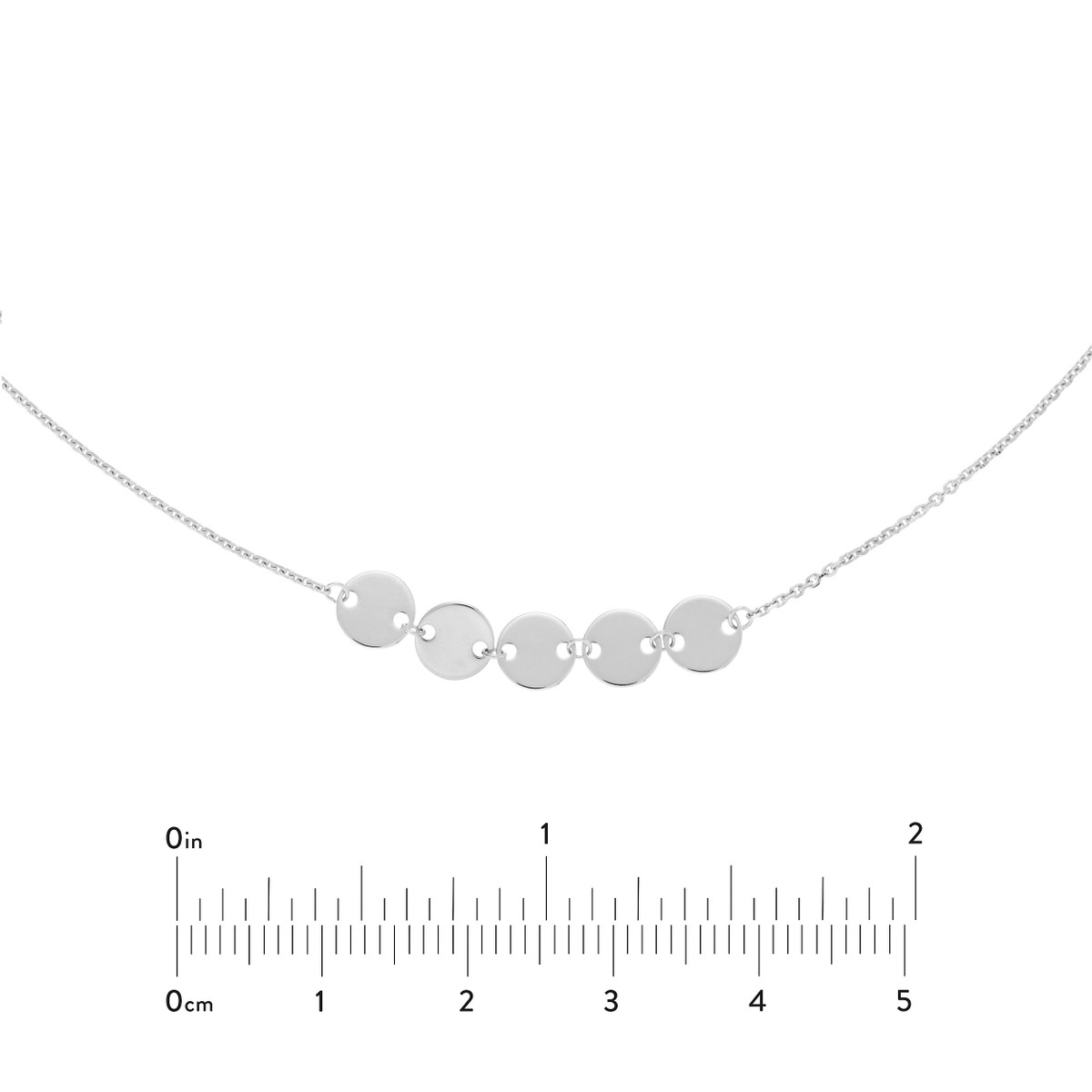Adjustable Mini Disc Quintet Choker - 14K White Gold Cable Chain - by Dazyle - Image 4