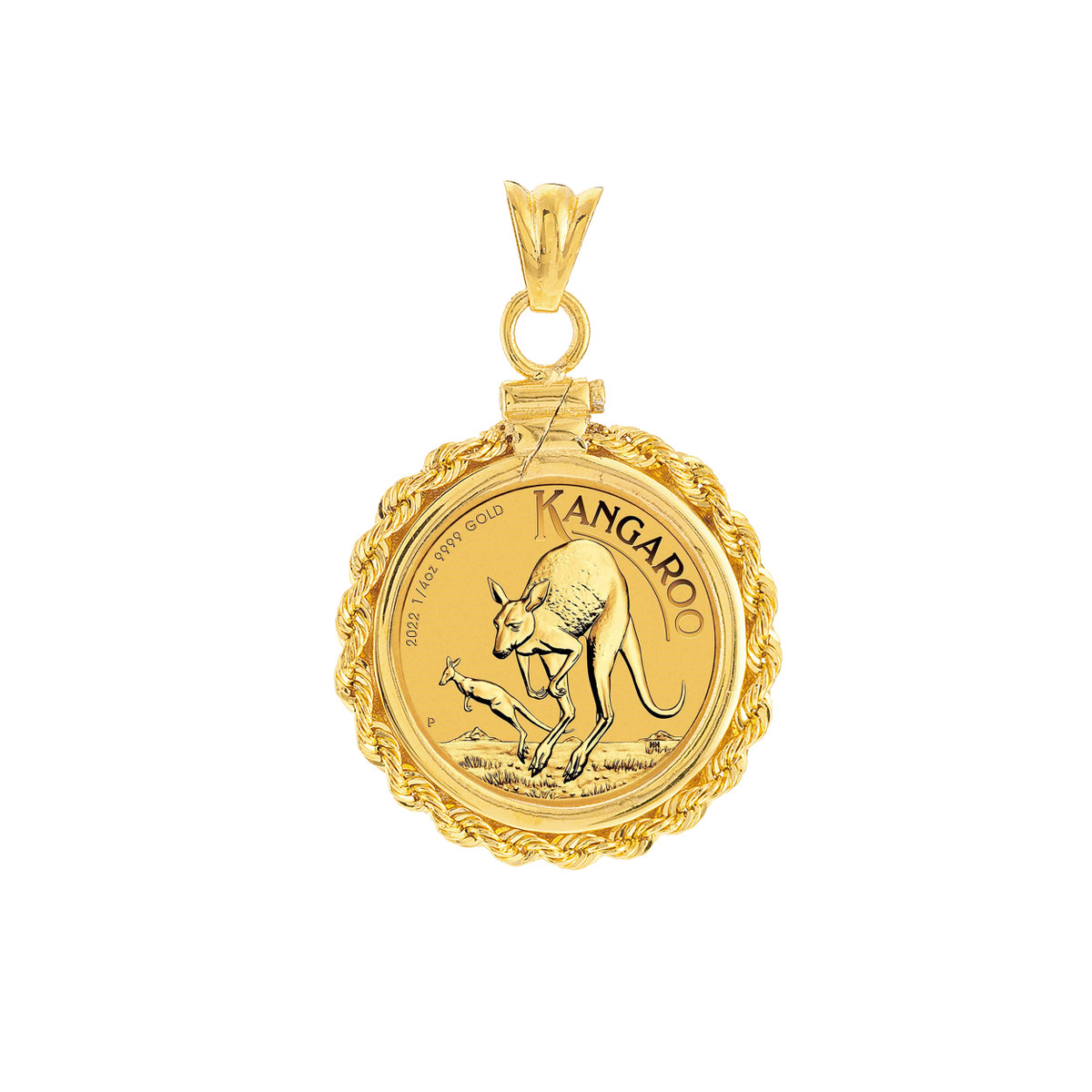 Australian Kangaroo Coin Bezel 1/4 Oz - 14K Yellow Gold - by Dazyle - Image 3