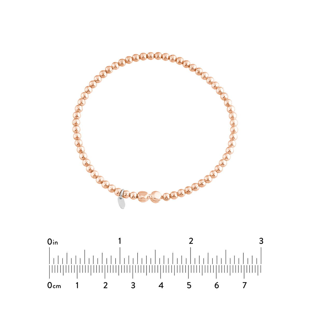 Sterling Silver Rose Gold Plated Stretch Bracelet - 3mm Beads - by Dazyle - Image 3
