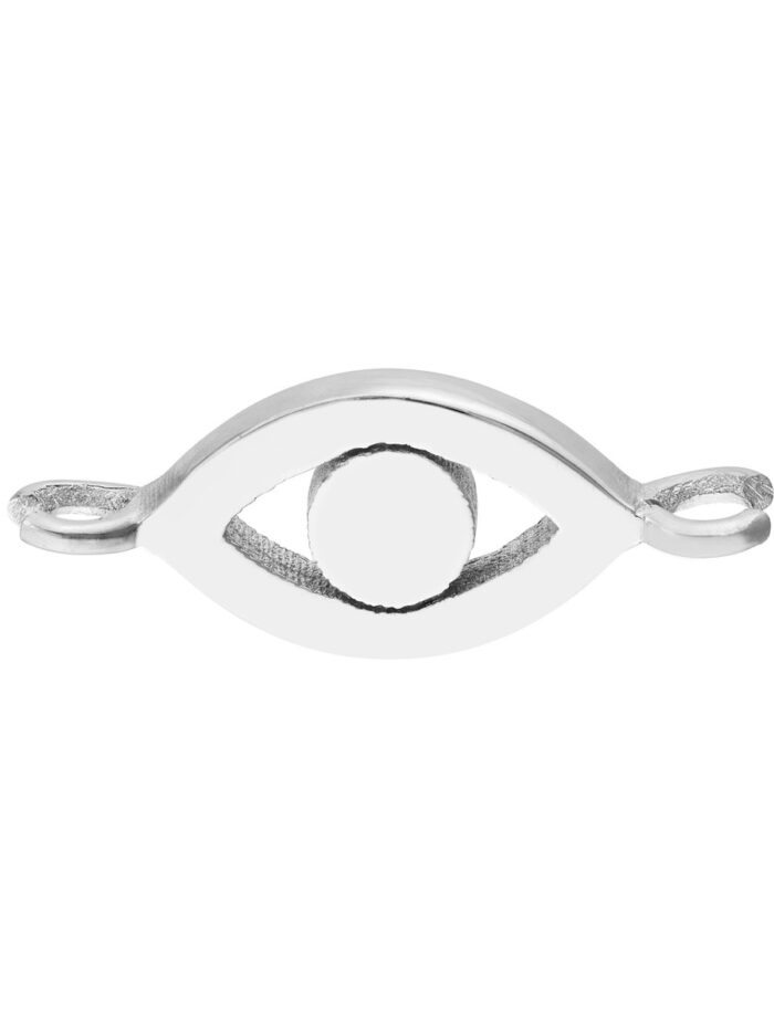 Evil Eye Charm Spool Charm Jump Ring Closure 14K White Gold - by Dazyle