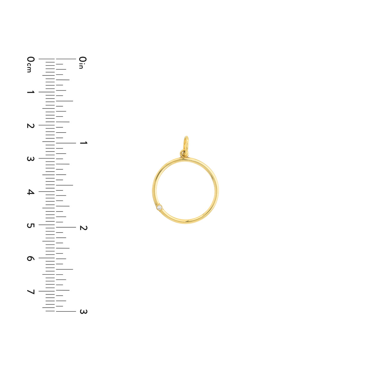 Open Circle Pendant with 1pt Diamond - 14K Yellow Gold - by Dazyle - Image 4