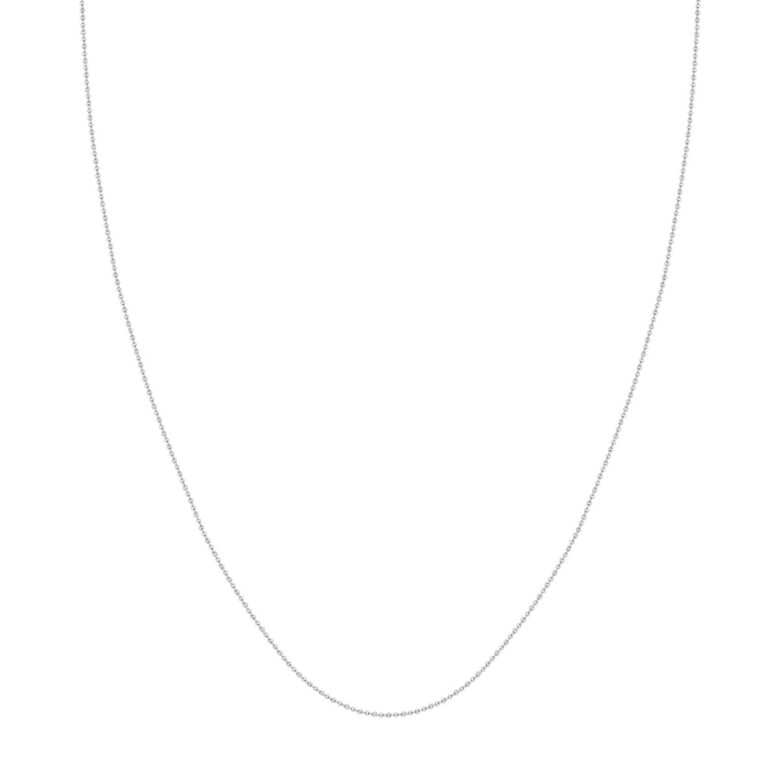 10K White Gold Adjustable Cable Chain Necklace with Slider - 22 inches - by Dazyle