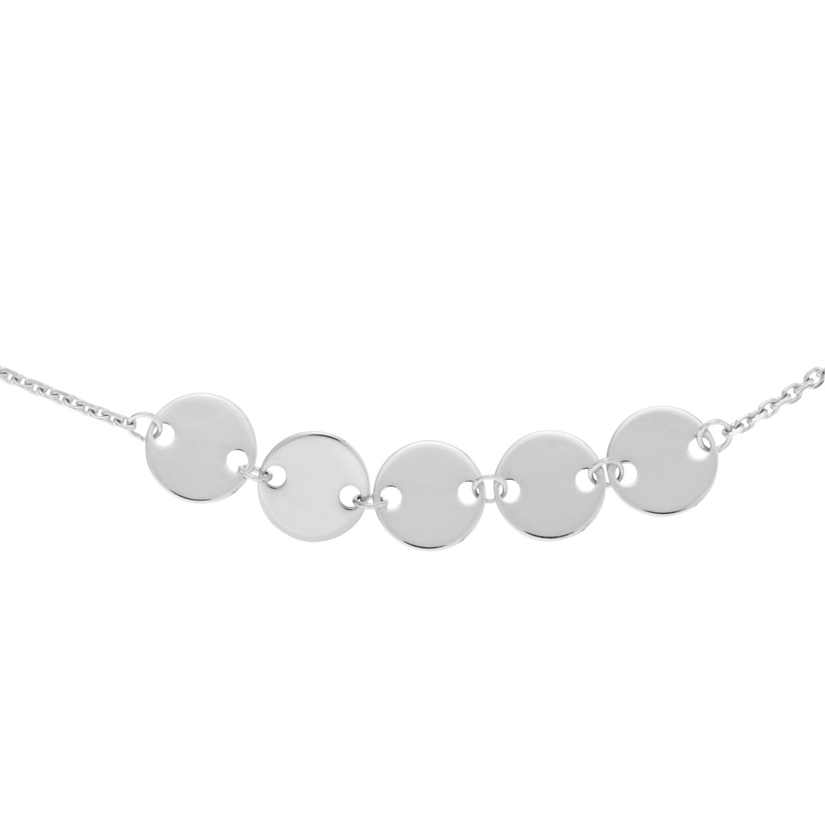 Adjustable Mini Disc Quintet Choker - 14K White Gold Cable Chain - by Dazyle - Image 2