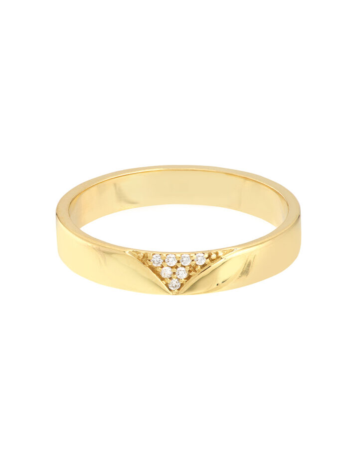 14K Yellow Gold 3.5pt Diamond V-Shape Wedding Band - 14K Yellow Gold - by Dazyle