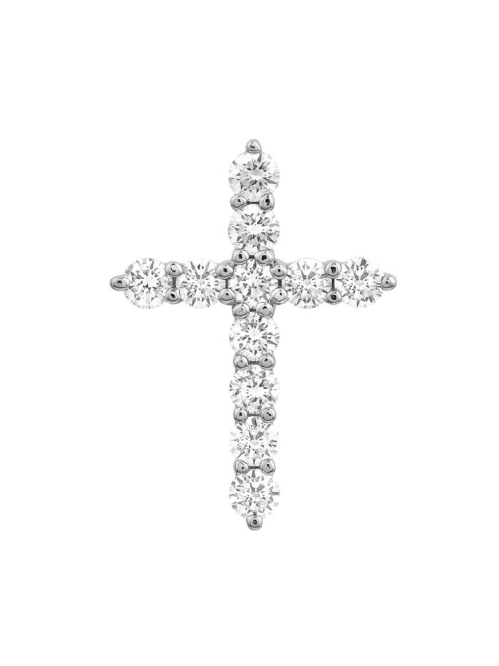 Diamond Cross Pendant (3/4tcw) - 14K White Gold - Pendant - by Dazyle