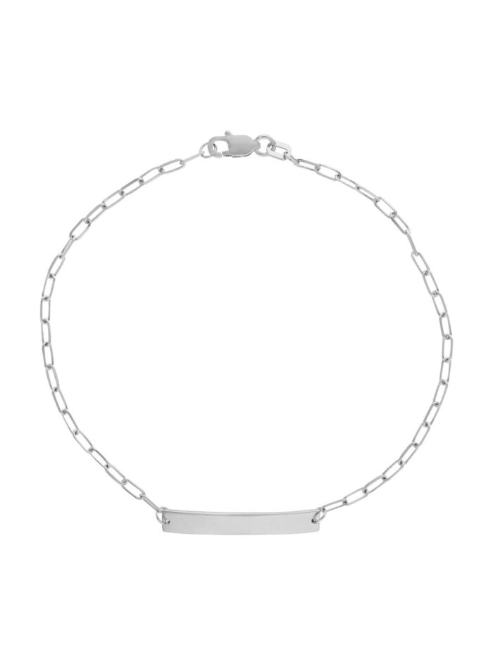 Kid's ID Bracelet on D/C Long Anchor Chain - 14K White Gold 6-inch - by Dazyle