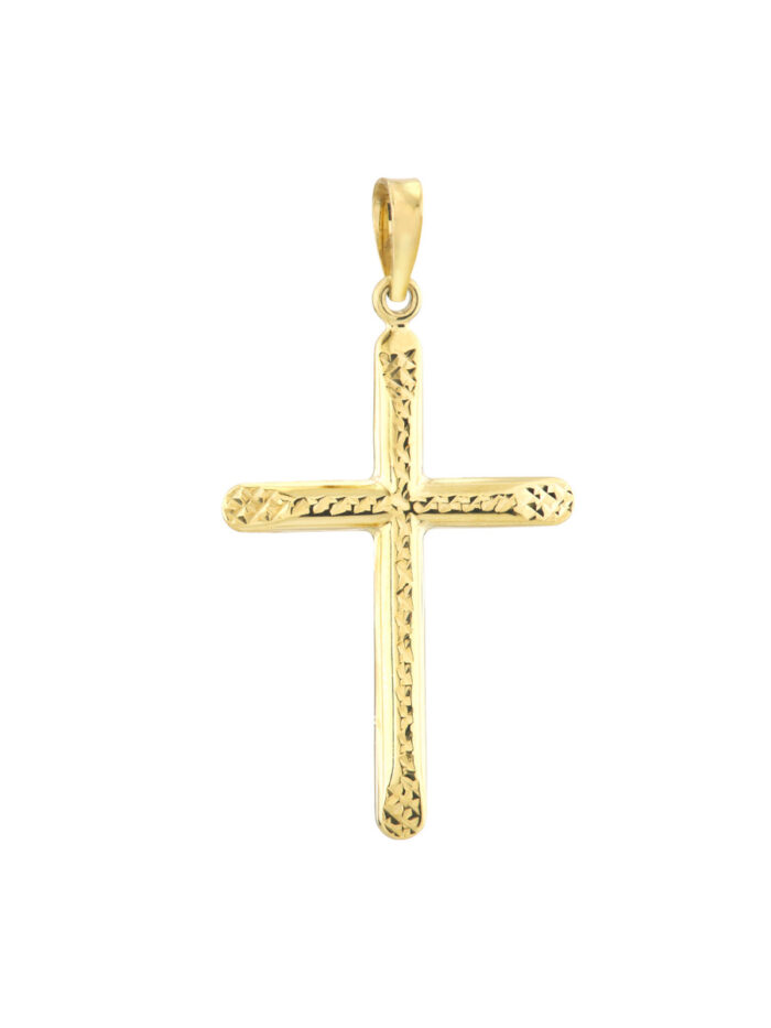 D/C Center Cross Pendant - 10K Yellow Gold - by Dazyle