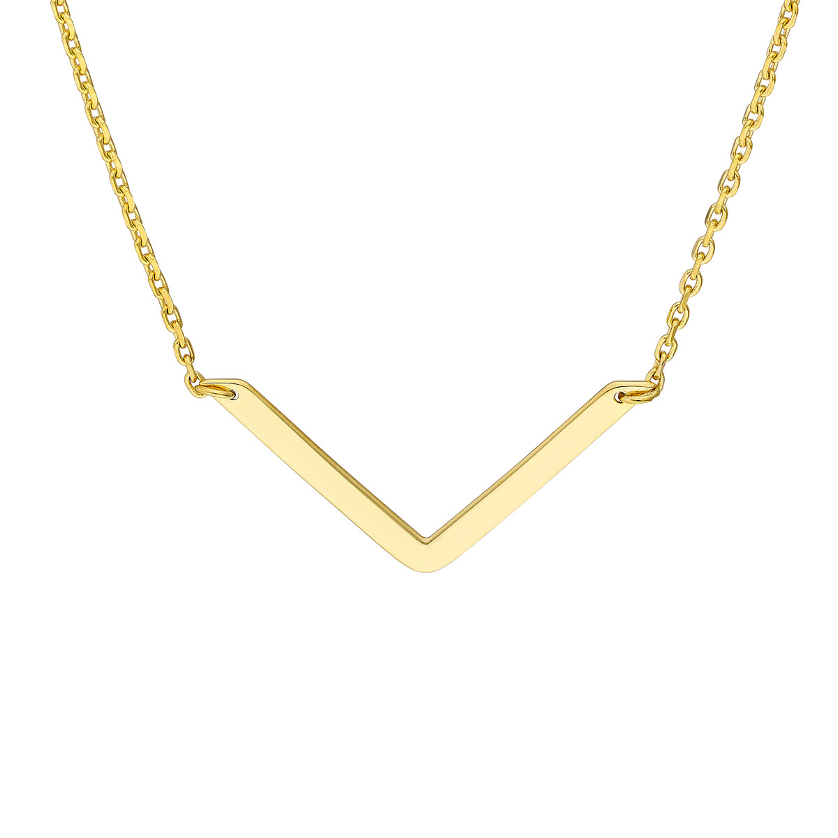 V-Shape Pendant Necklace Adjustable Cable Chain 14K Yellow Gold - 16 to 18 inches - by Dazyle - Image 2