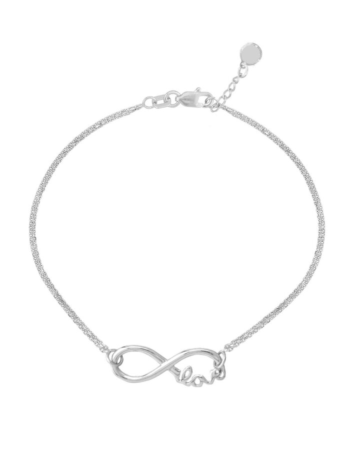 Sterling Silver Infinity Symbol Love Adjustable Bracelet - Cable Chain - Adjustable - by Dazyle