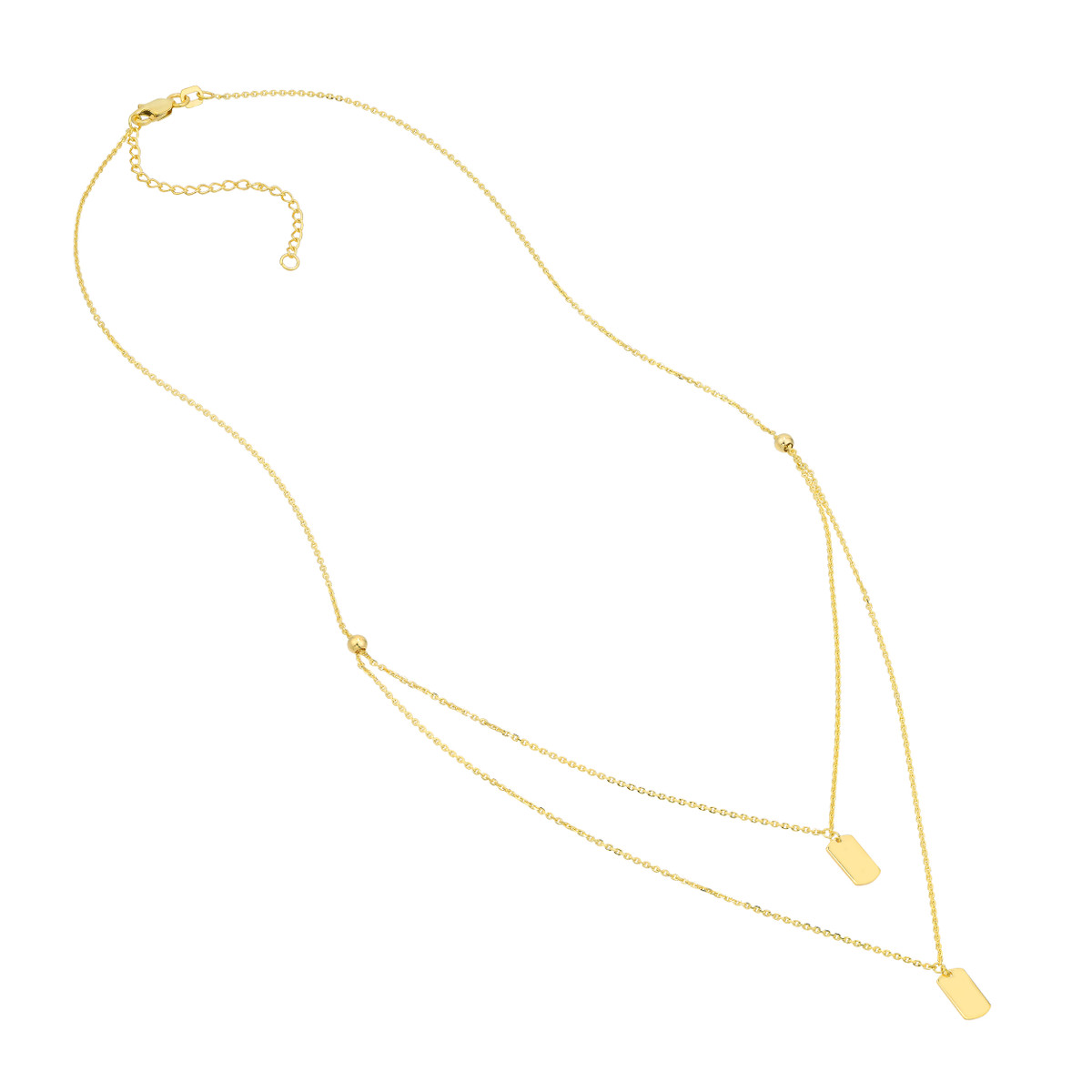 Double Dog Tag Adjustable Duet Necklace - 14K Yellow Gold 18 Inches - by Dazyle - Image 3