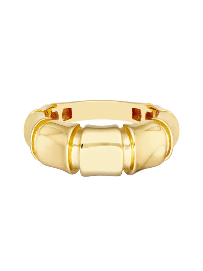 Fluted Polished Ring - 14K Yellow Gold - Size 6, 7, or 8 - by Dazyle