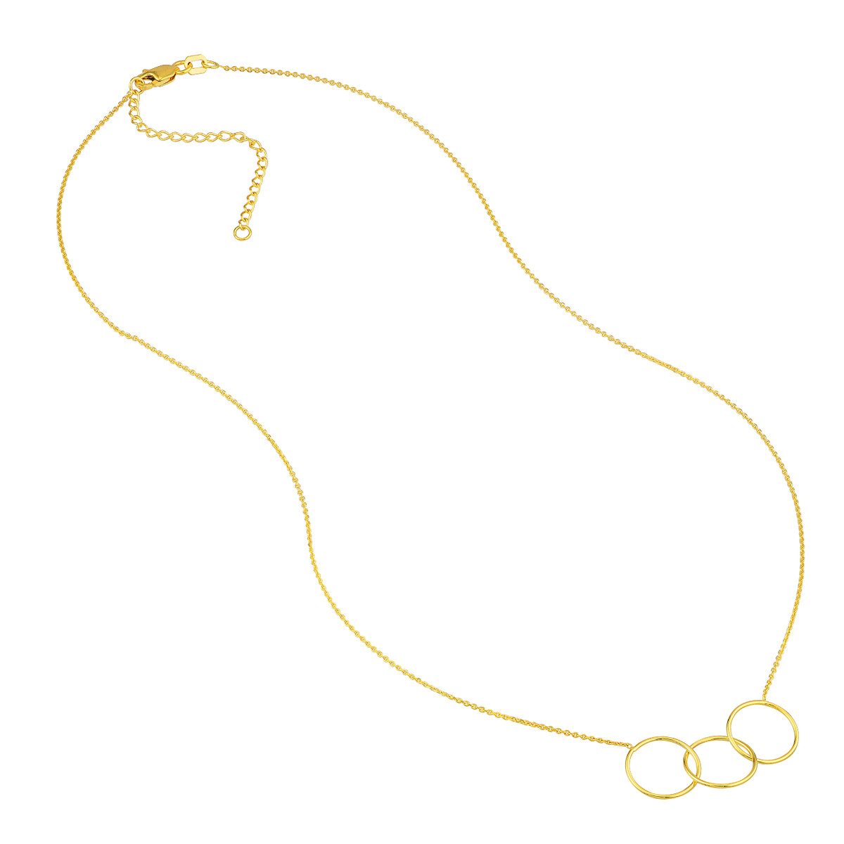 Interlocking Open Circles Necklace - 14K Yellow Gold - 18 Inch - by Dazyle - Image 3