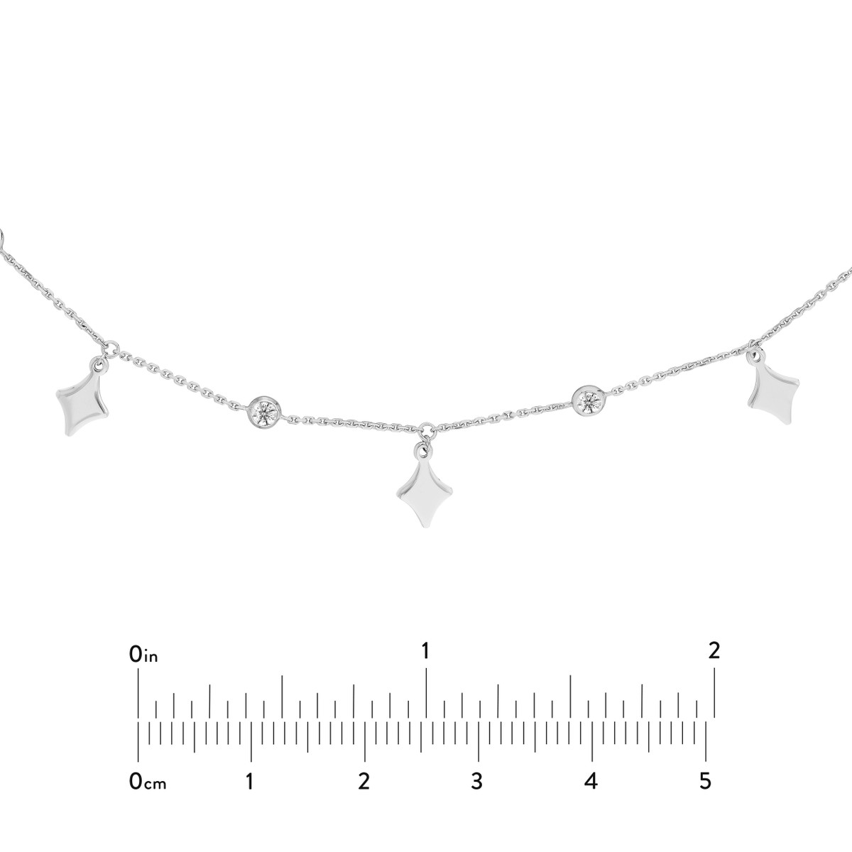 Sterling Silver Diamond-Shapes and CZ Adjustable Choker - by Dazyle - Image 4