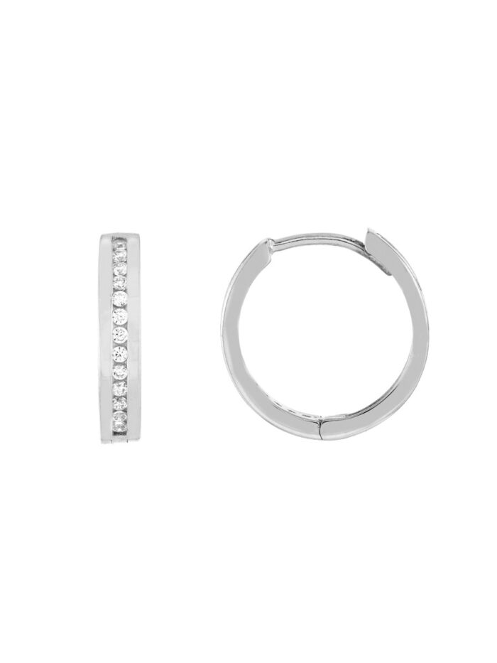 Reversible CZ Hoop Earrings - 14K White Gold - by Dazyle
