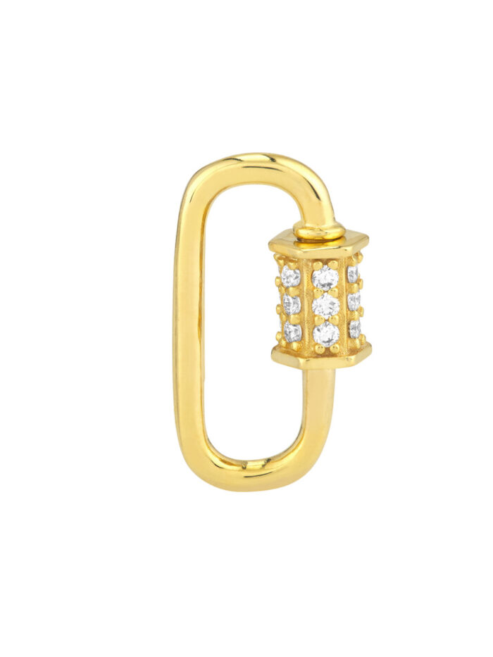 14K Yellow Gold Diamond Barrel Lock Oval Clasp - 1/4tcw Diamond - by Dazyle