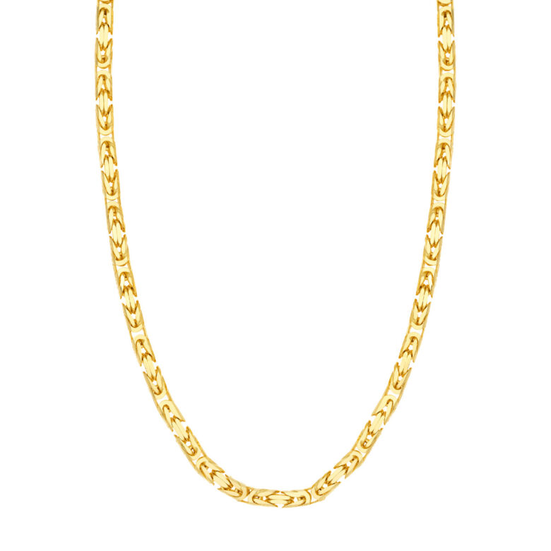 5.20mm Square Beveled Byzantine Chain - 14K Yellow Gold - 22 Inch - by Dazyle