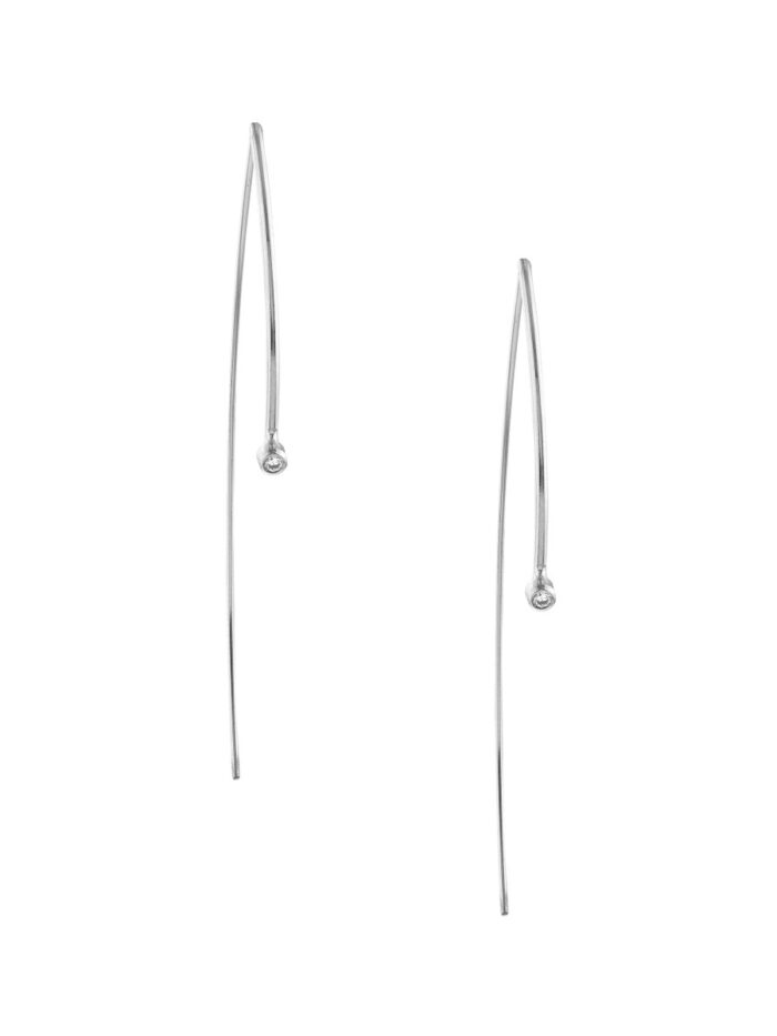 Sterling Silver Curved Wire Threader Earrings with Beads - Sterling Silver - by Dazyle