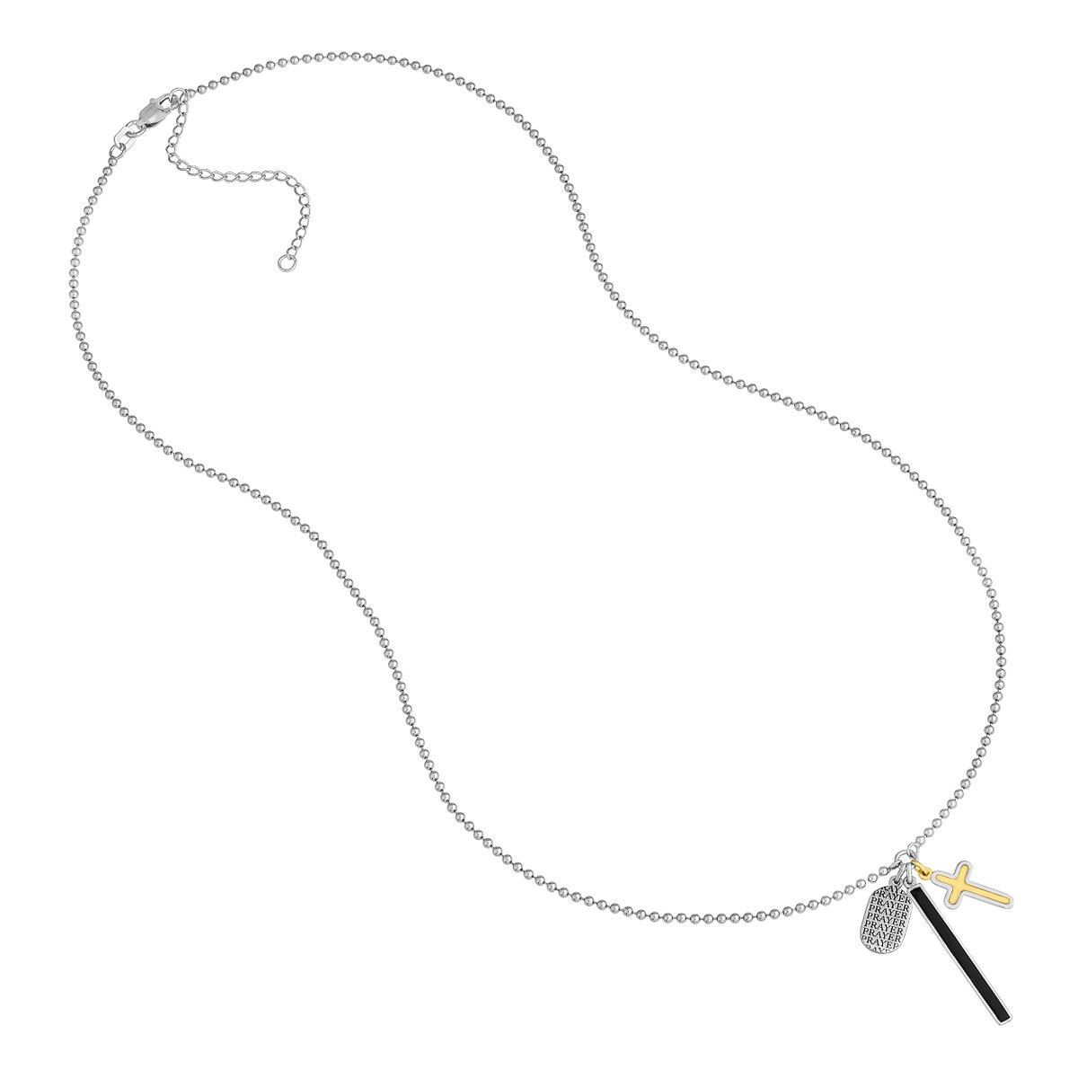Yellow Gold Plated Sterling Silver Enamel Bar with Cross Charm Necklace - Adjustable - 20 Inch - by Dazyle - Image 3