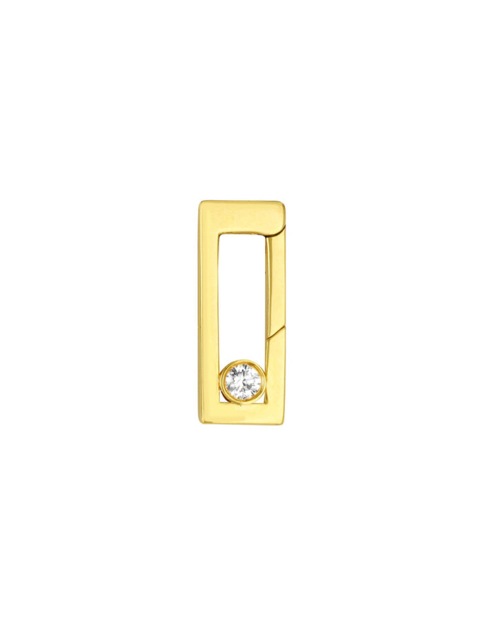 Diamond Bevel Rectangular Push Lock Pendant - 14K Yellow Gold - by Dazyle