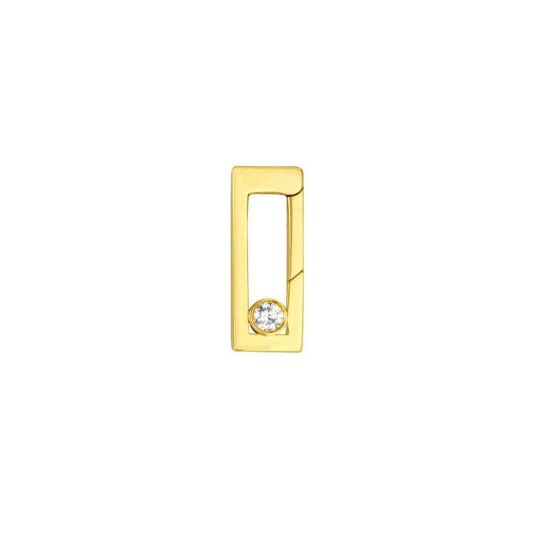 Diamond Bevel Rectangular Push Lock Pendant - 14K Yellow Gold - by Dazyle