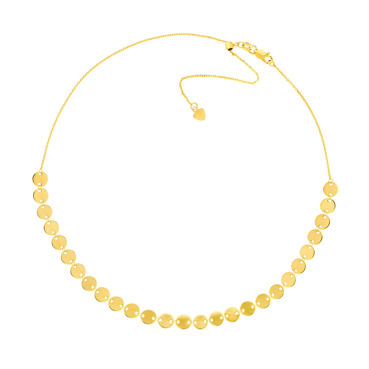 Adjustable Choker with 27 Disc Stations - 14K Yellow Gold Rope Chain - by Dazyle