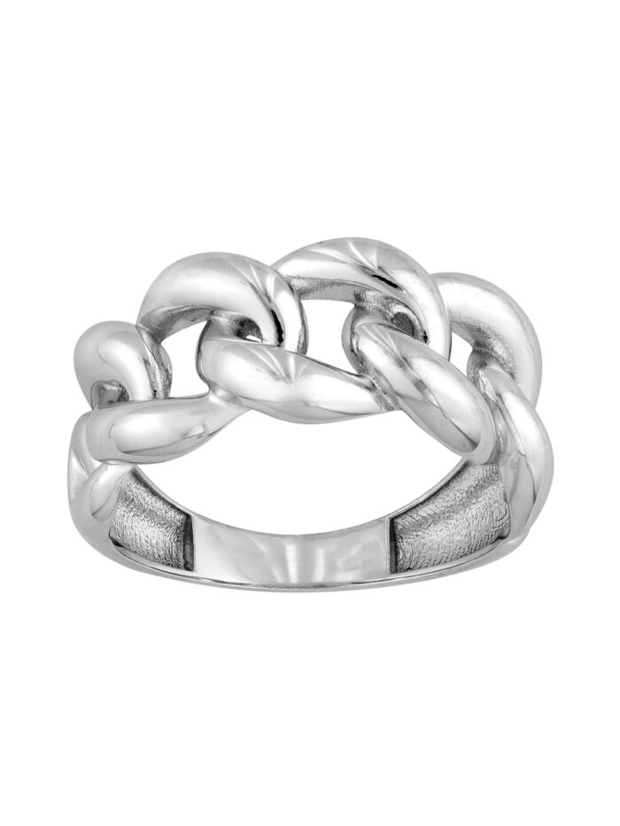 Sterling Silver Curb Chain Ring - Elegant Style | Chic Design | Available in Sizes 6, 7, and 8 - Sterling Silver