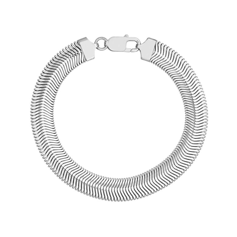 Sterling Silver 10mm Snake Chain Bracelet - Sterling Silver - 8 Inch - by Dazyle